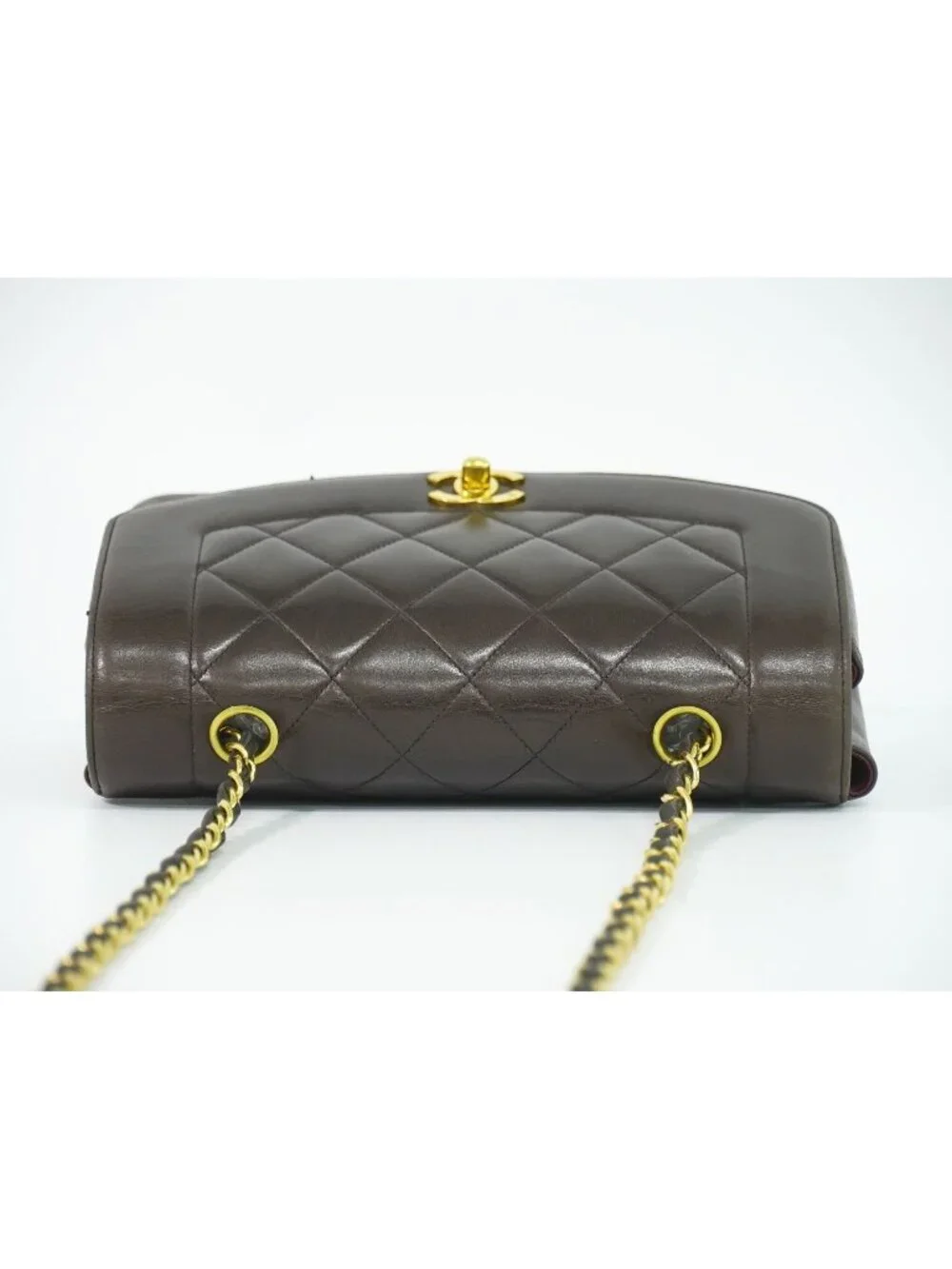 Chanel CC Logo Quilted Chain Shoulder Bag Pochette Lambskin Leather Black